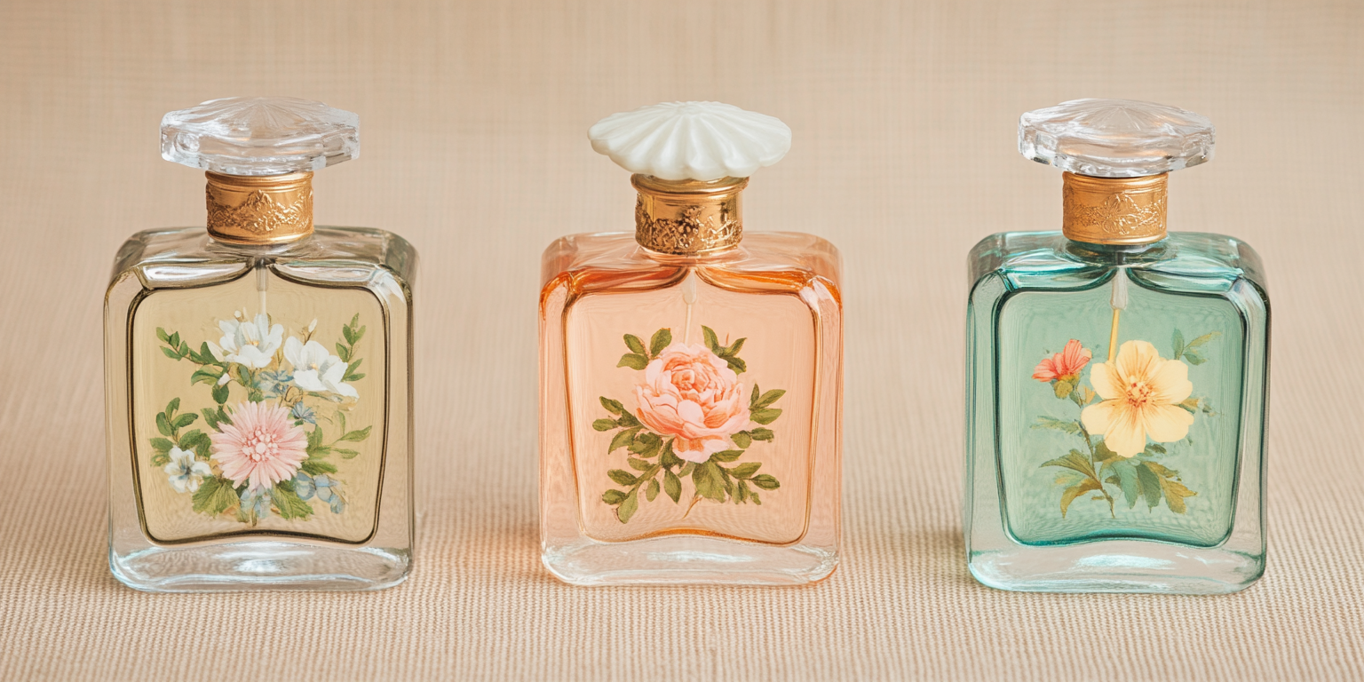 Ornate Vintage Glass Perfume Bottles with Intricate Detailing